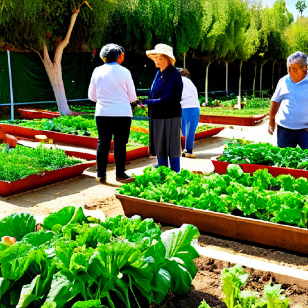 **
"A vibrant community garden in Seville, Spain, with diverse residents tending to organic vegetables, fully clothed, appropriate attire, safe for work, family-friendly, showcasing solidarity and local food production, perfect anatomy, natural proportions, high quality, professional photography, sunny day."
**
