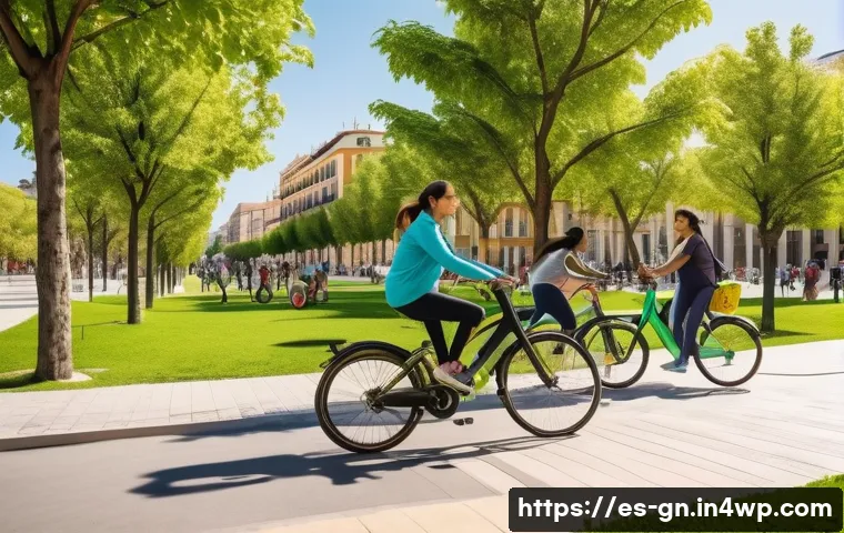 GNH 행복경제의 성공 전략 - A vibrant urban community park in a Spanish city, featuring diverse groups of people of all ages eng...