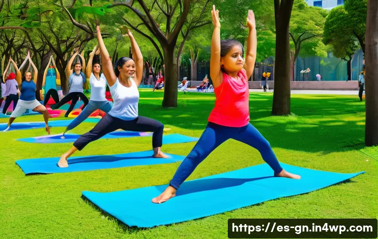 GNH 행복경제와 공공 정책의 변화 - A vibrant urban park scene in a Latin American city, featuring diverse groups of people engaging in ...